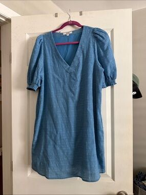 BB Dakota by Steve Madden Sky Blue V-Neck Puff Sleeve Mini Dress